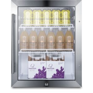 Summit Appliance SCR314L Compact Beverage Center; 2.1 cu.ft; Automatic Defrost; Interior LED Light; Adjustable Thermostat; Sealed Back Front Lock