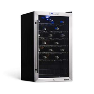 newair compressor wine cooler refrigerator in stainless steel | 33 bottle capacity | freestanding or built-in | uv protected glass door with lock and handle