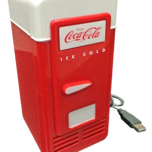 Coca Cola Single Can Cooler, Red, USB Powered Retro One Can Mini Fridge, Thermoelectric Cooler for Desk, Home, Office, Dorm, Unique Gift for Students or Office Workers