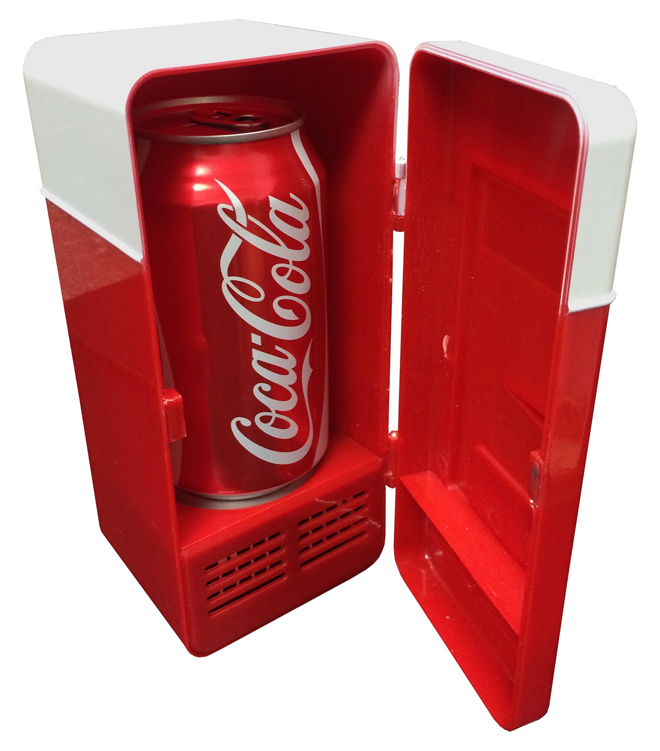 Coca Cola Single Can Cooler, Red, USB Powered Retro One Can Mini Fridge, Thermoelectric Cooler for Desk, Home, Office, Dorm, Unique Gift for Students or Office Workers