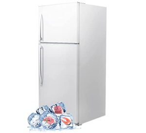 smeta 18 cu. ft refrigerator for kitchen full size top freezer top mount fridge 30" frost free, apartment garage ready refrigerators double door with led light 66 inch tall, white
