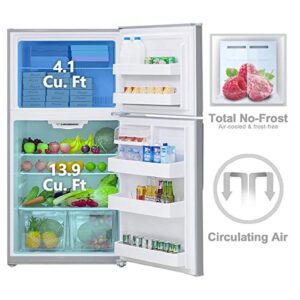 SMETA 18 Cu. Ft Refrigerator for Kitchen Full Size Top Freezer Top Mount Fridge 30" Frost Free, Apartment Garage Ready Refrigerators Double Door with LED light 66 inch tall, White