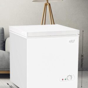 Chest Freezer Krib Bling Adjustable Thermostat Compact Freezers with Removable Storage Basket for House Kitchen Garage Basement (5.0 cu.ft, White)