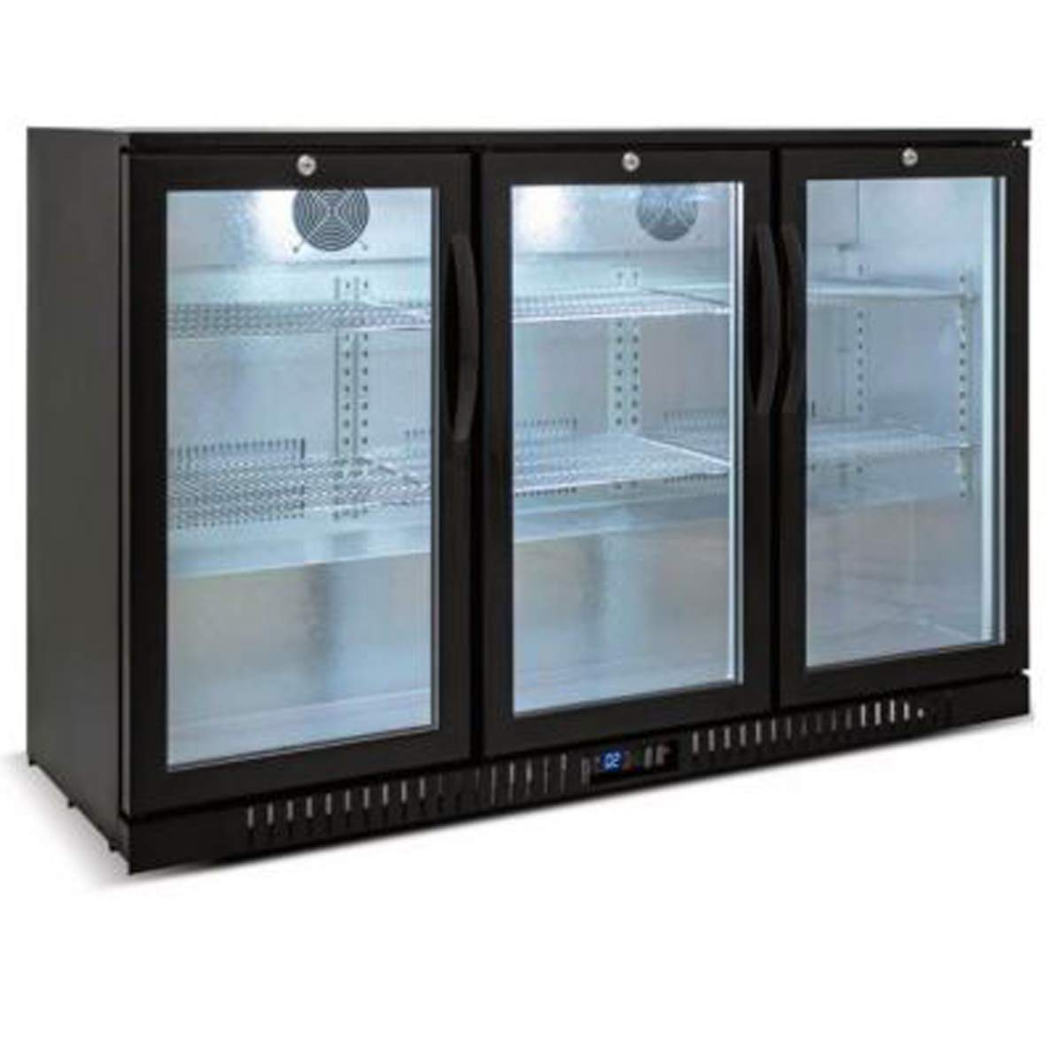 Beer Back Bar Cooler 3 Glass Door (Swing Door) 53" Width Beer Fridge NSF Certified Beverage Refrigerator 11.8 cu.ft Under Counter Height 35°-46°F Black bb3dup