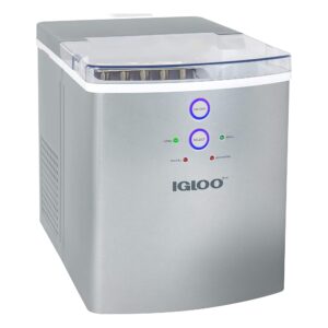 igloo iceb33sl large-capacity automatic portable electric countertop ice maker machine, 33 pounds in 24 hours, 9 ice cubes ready in 7 minutes, with ice scoop and basket, perfect for water bottles