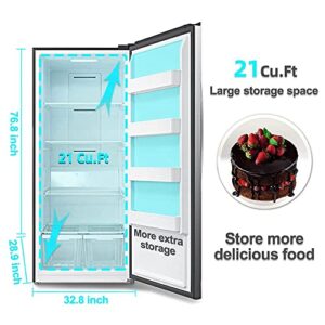 SMETA Upright Freezer, 21 cu. ft Stand Up Convertible Refrigerator Freezer Deep Frost Free Garage Single Door with Digital Control Panel for Kitchen, Home, Office, Stainless Steel