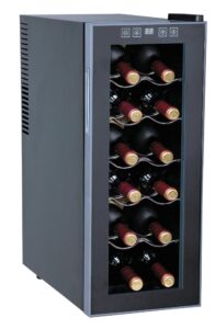 wc-1271: thermo-electric slim wine cooler (12-bottles)