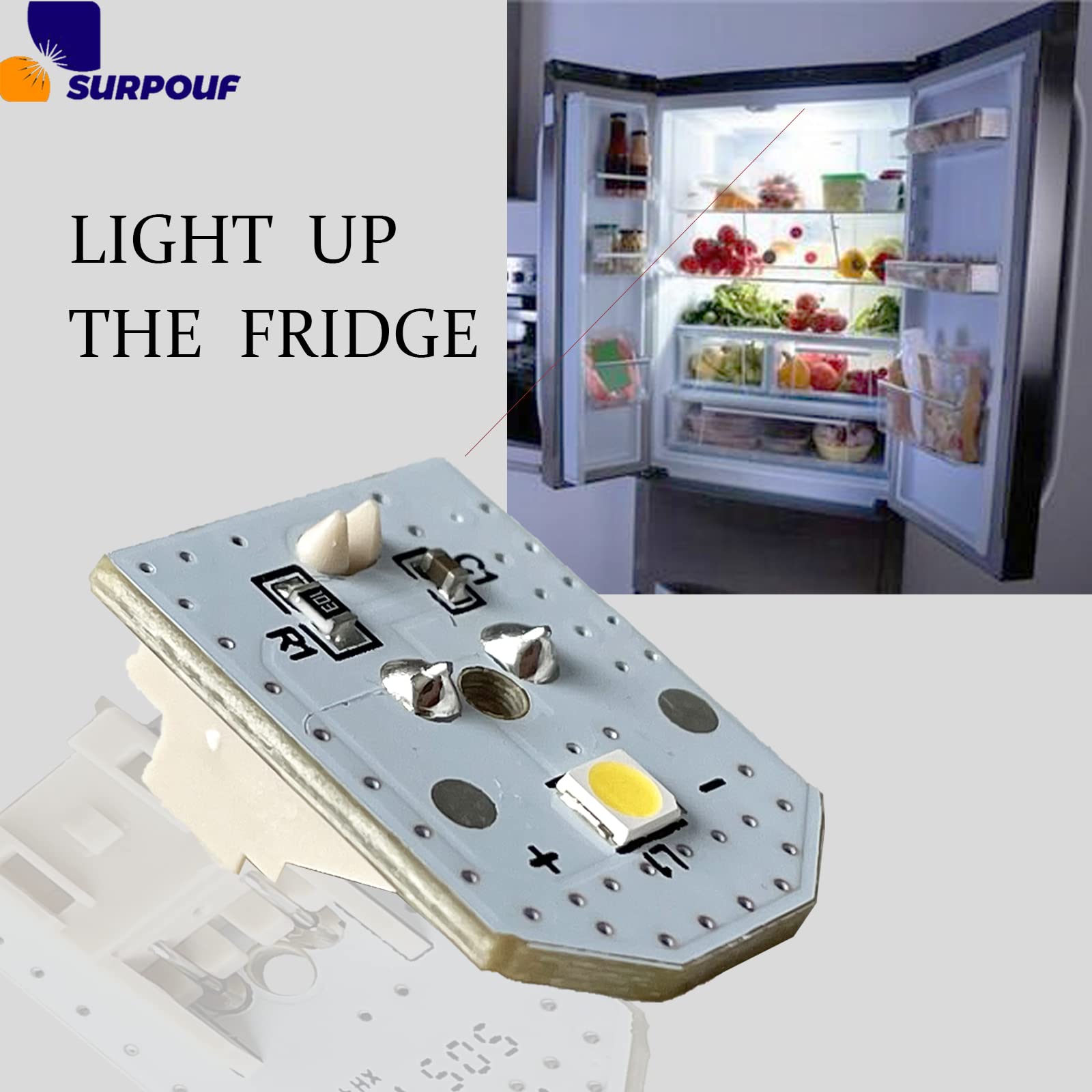 SURPOUF WR55X11132 Refrigerator Light Bulb Fits for GE LED Light Replaces WR55X25754 WR55X26486 WR55X30603 3033142 AP5646375 PS4704284 EAP12172918