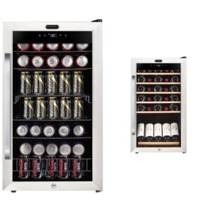 whynter br-1211ds freestanding 121 can digital control and internal fan & fwc-341ts 34 bottle freestanding wine refrigerator with display shelf and digital control, stainless steel, one size