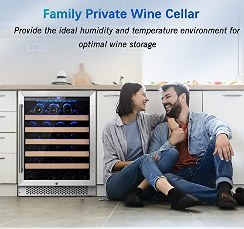 Yeego 24inch Wine Cooler,Wine Fridge 54 Bottle Wine Refrigerator with Professional Compressor Fits Large Bottles Low noise Built in or Freestanding Wine Fridge