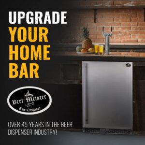 Beer Meister - Beer Kegerator, Draft Beer Dispenser For Home Bar, Beer, Wine, & Bar Soda Dispenser System, Dual Tower w/Stainless Door, Built-in Premium Series, 24.88 x 23.88 x 34.38 inches