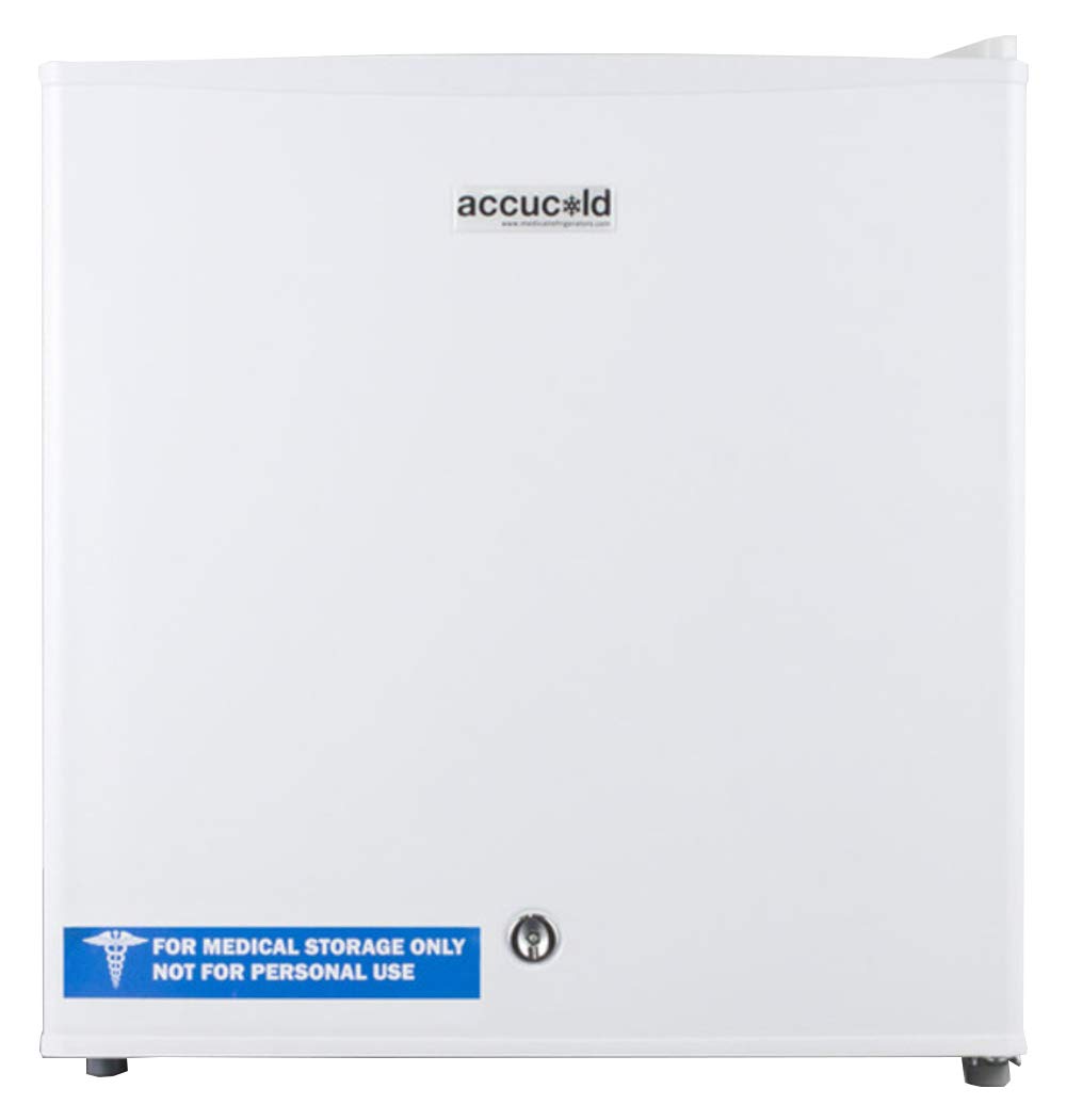 Summit AccuCold FS24L 19" Upright Freezer with 1.4 cu. ft. Capacity, Factory Installed Lock, Manual Defrost, Removable Shelf Removable Shelf and Adjustable Thermostat, in White