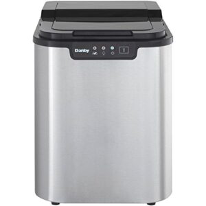 danby dim2500ssdb portable ice maker, countertop ice machine makes 25 lbs of ice a day,led controls & self-clean mode