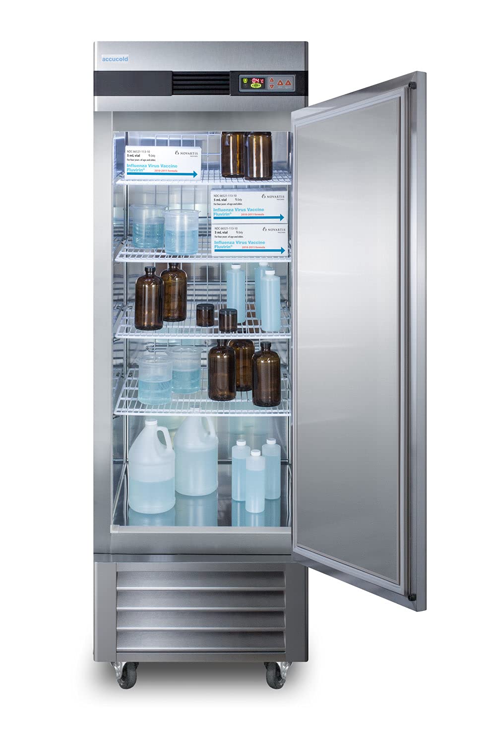 Summit Appliance ARS23ML Pharma-Vac Performance Series 23 Cu.Ft. Upright Pharmacy All-refrigerator in Stainless Steel with Automatic Defrost, Factory-installed Lock, Digital Thermostat