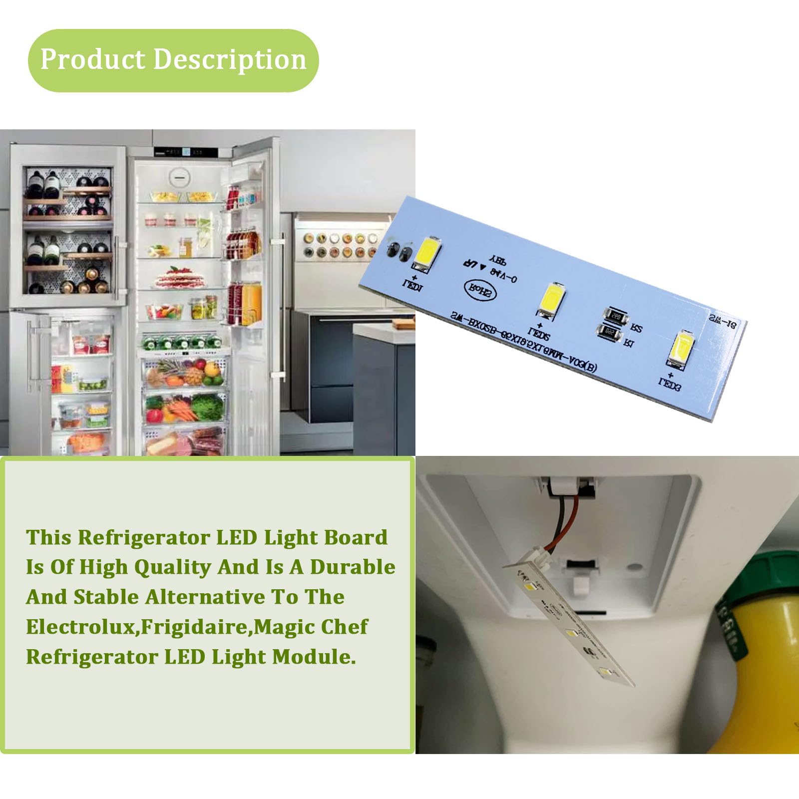 YETTAT ZBE2350HCA SW-BX02B Refrigerator LED Light Strip Bar Replacement for Electrolux Refrigerator (1 Pcs)