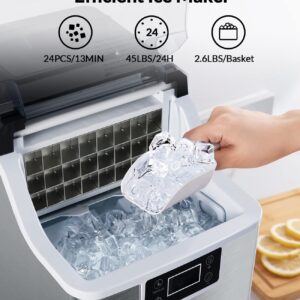 Silonn Countertop Ice Maker (45lbs/Day) + Perfect Stix Icebag10TT-100 Ice Bags (10 lbs) with Twist Tie Enclosure