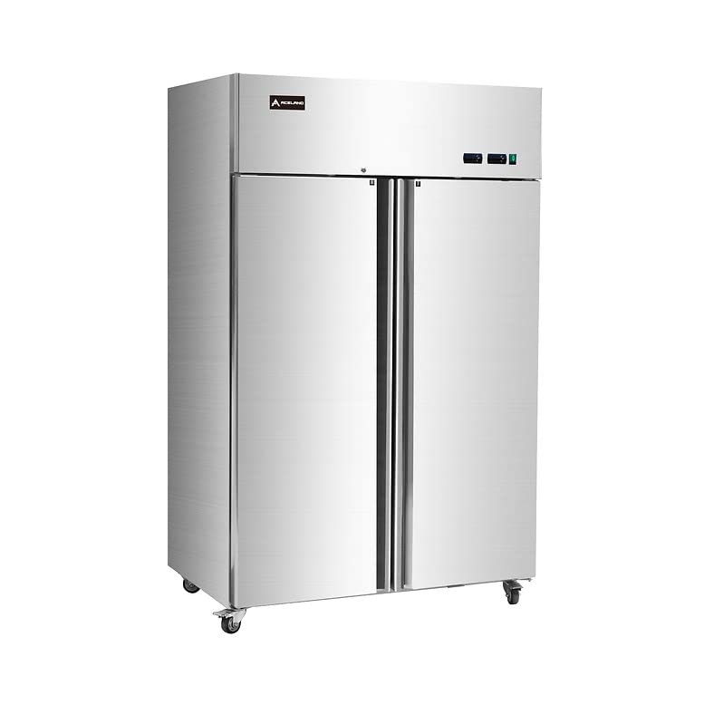 Aceland AF-48B Non-ETL 48"W Commercial Freezer 2 door 2 Section Stainless Steel Reach in Solid door Upright Fan Cooling Cooler for Restuarant, Bar, Shop, Residential 36 Cu.ft