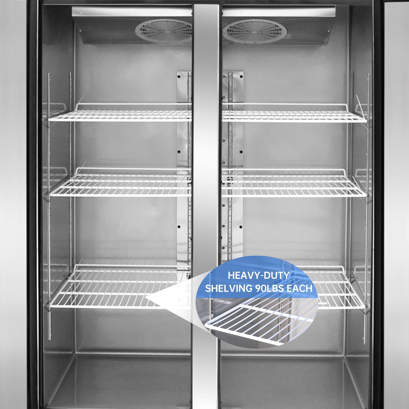 Aceland AF-48B Non-ETL 48"W Commercial Freezer 2 door 2 Section Stainless Steel Reach in Solid door Upright Fan Cooling Cooler for Restuarant, Bar, Shop, Residential 36 Cu.ft