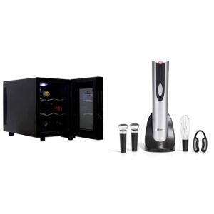 koolatron 6 bottle wine cooler (16l) and oster electric wine opener kit with aerating pourer, vacuum stoppers and more