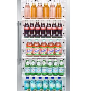 Summit Appliance SCR1006 Commercial Glass Door 22-inch Wide Beverage Merchandiser; Display and Refrigeration; For Beverages/Sealed Food; Digital Controls; LED Lighting; White Cabinet