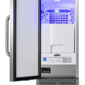 Summit Appliance BIM47OSADA Built-in Icemaker, ADA Compliant, Weatherproof Design, 50 lb Production Capacity, Automatic Defrost, Touch Control Panel, Interior Light, Leveling Legs, Built-in Pump