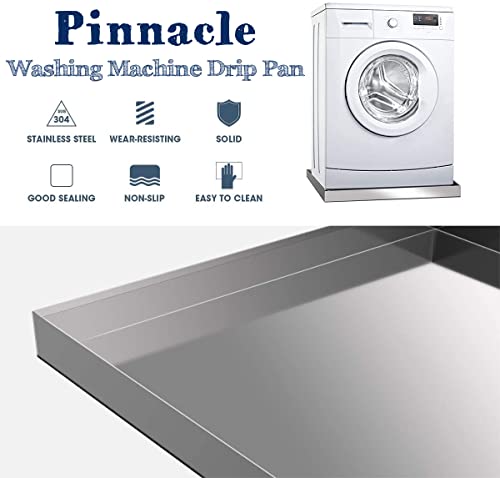 Pinnacle Woodcrafts 20.5 inches x 24 inches Stainless Steel Washing Machine Drip Pan: No-Rust Avoid Water Damage & Mold – Washing Machine tray with Custom Sizes – Welded Corners