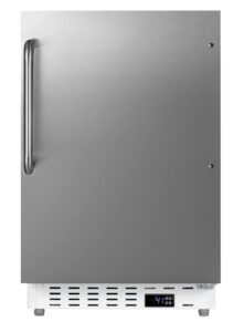 summit appliance alr46wcss 20" wide built-in all-refrigerator, ada compliant, adjustable thermostat, 3.53 cu.ft capacity, automatic defrost, temperature & open door alarms, interior light