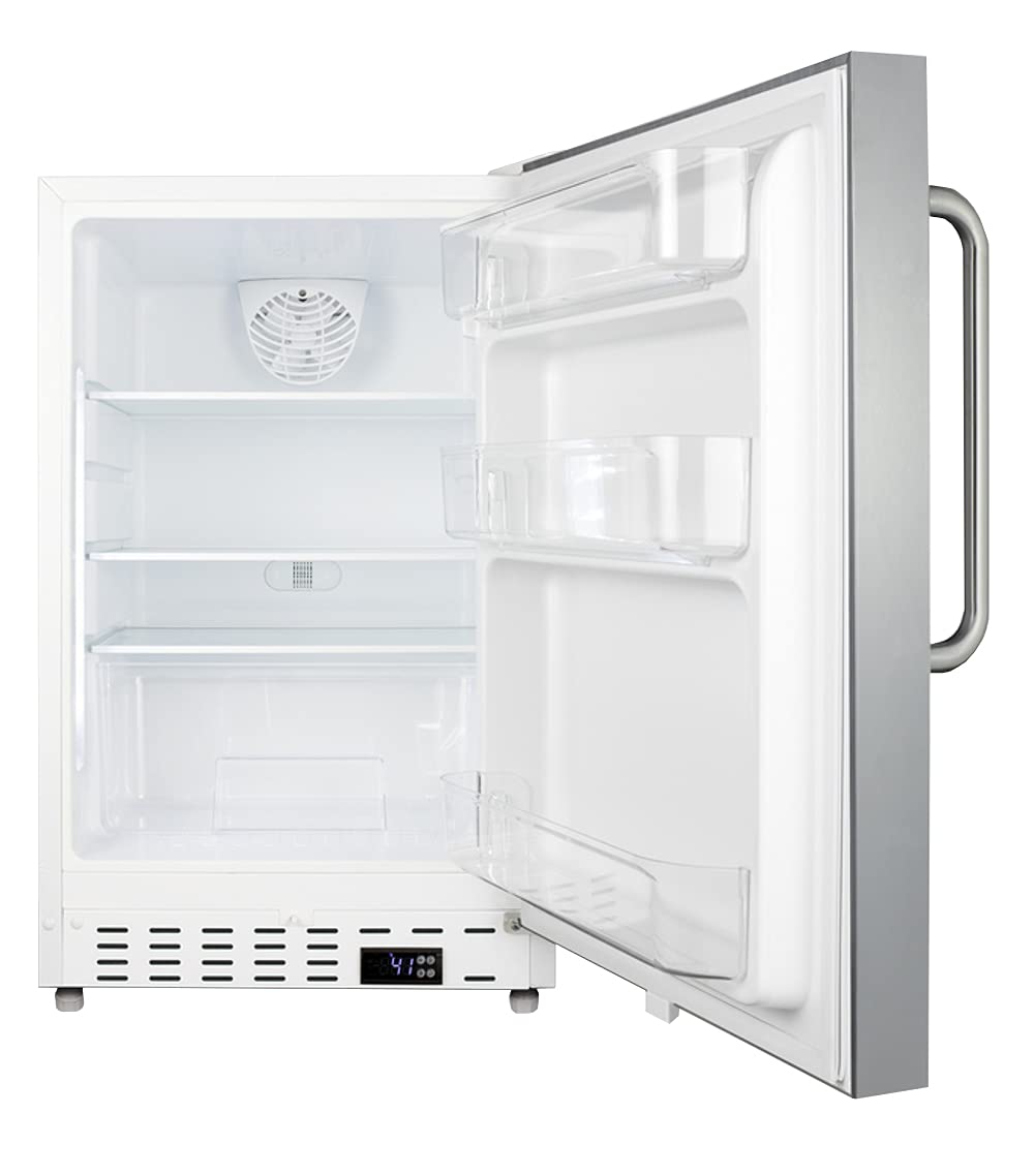 Summit Appliance ALR46WCSS 20" Wide Built-In All-Refrigerator, ADA Compliant, Adjustable Thermostat, 3.53 cu.ft Capacity, Automatic Defrost, Temperature & Open Door Alarms, Interior Light