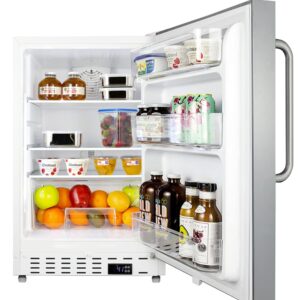 Summit Appliance ALR46WCSS 20" Wide Built-In All-Refrigerator, ADA Compliant, Adjustable Thermostat, 3.53 cu.ft Capacity, Automatic Defrost, Temperature & Open Door Alarms, Interior Light