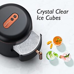 33Lbs Ice Maker Countertop, 10 Ice Cube Ready in 8-9 Mins, Crystal Clear Ice, 33Lbs/24H, Self-Cleaning Clear Ice Maker Machine, 2 Sizes Ice Cube Maker, Ice Scoop/Basket/Hook, for Home Camping Party RV