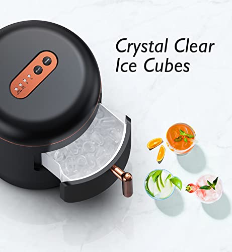 33Lbs Ice Maker Countertop, 10 Ice Cube Ready in 8-9 Mins, Crystal Clear Ice, 33Lbs/24H, Self-Cleaning Clear Ice Maker Machine, 2 Sizes Ice Cube Maker, Ice Scoop/Basket/Hook, for Home Camping Party RV