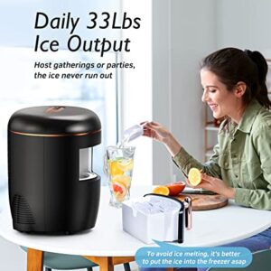 33Lbs Ice Maker Countertop, 10 Ice Cube Ready in 8-9 Mins, Crystal Clear Ice, 33Lbs/24H, Self-Cleaning Clear Ice Maker Machine, 2 Sizes Ice Cube Maker, Ice Scoop/Basket/Hook, for Home Camping Party RV