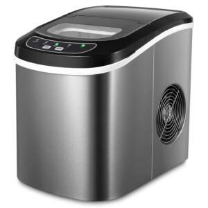 soukoo ice makers countertop 26lbs/24h portable ice maker (stainless steel)………