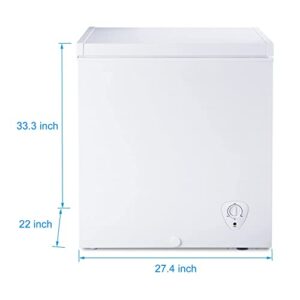 SMETA Deep Freezer Chest 5.5 Cubic Feet Small Freezers Freezer Chest 5.0 Cu. Ft Compact Top Door for Home Kitchen Apartments House Basement Dorm, Freezing Freestanding with Removable Basket, White