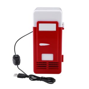 topincn mini usb refrigerator cooler beverage drink cans refrigerator and heater for office desktop hotel home car (red)