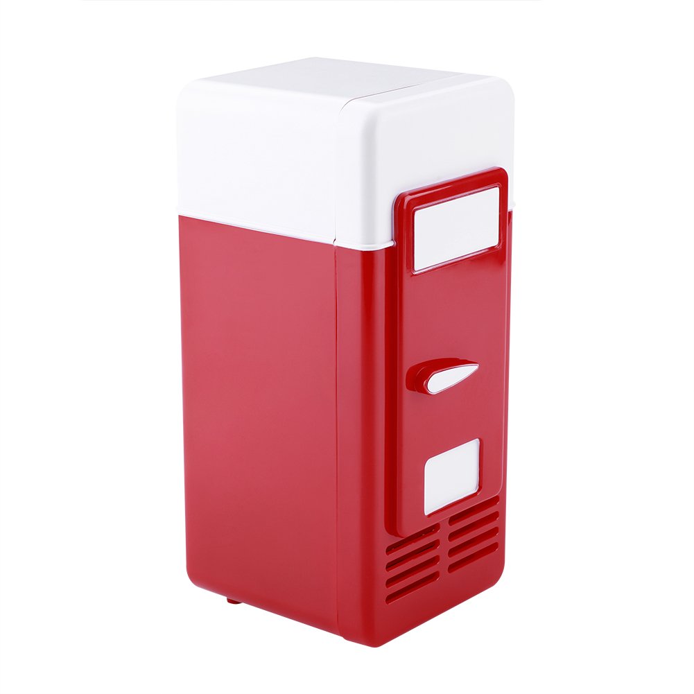TOPINCN Mini USB Refrigerator Cooler Beverage Drink Cans Refrigerator and Heater for Office Desktop Hotel Home Car (Red)