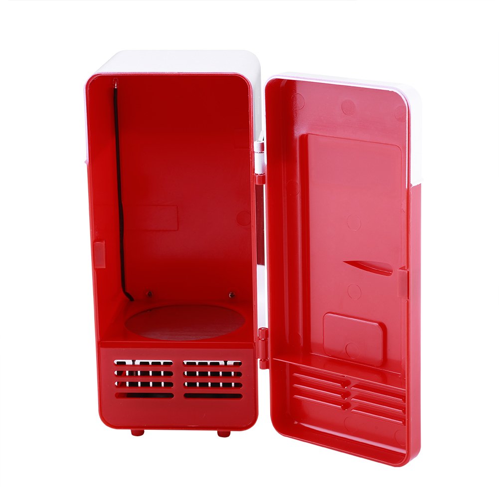 TOPINCN Mini USB Refrigerator Cooler Beverage Drink Cans Refrigerator and Heater for Office Desktop Hotel Home Car (Red)