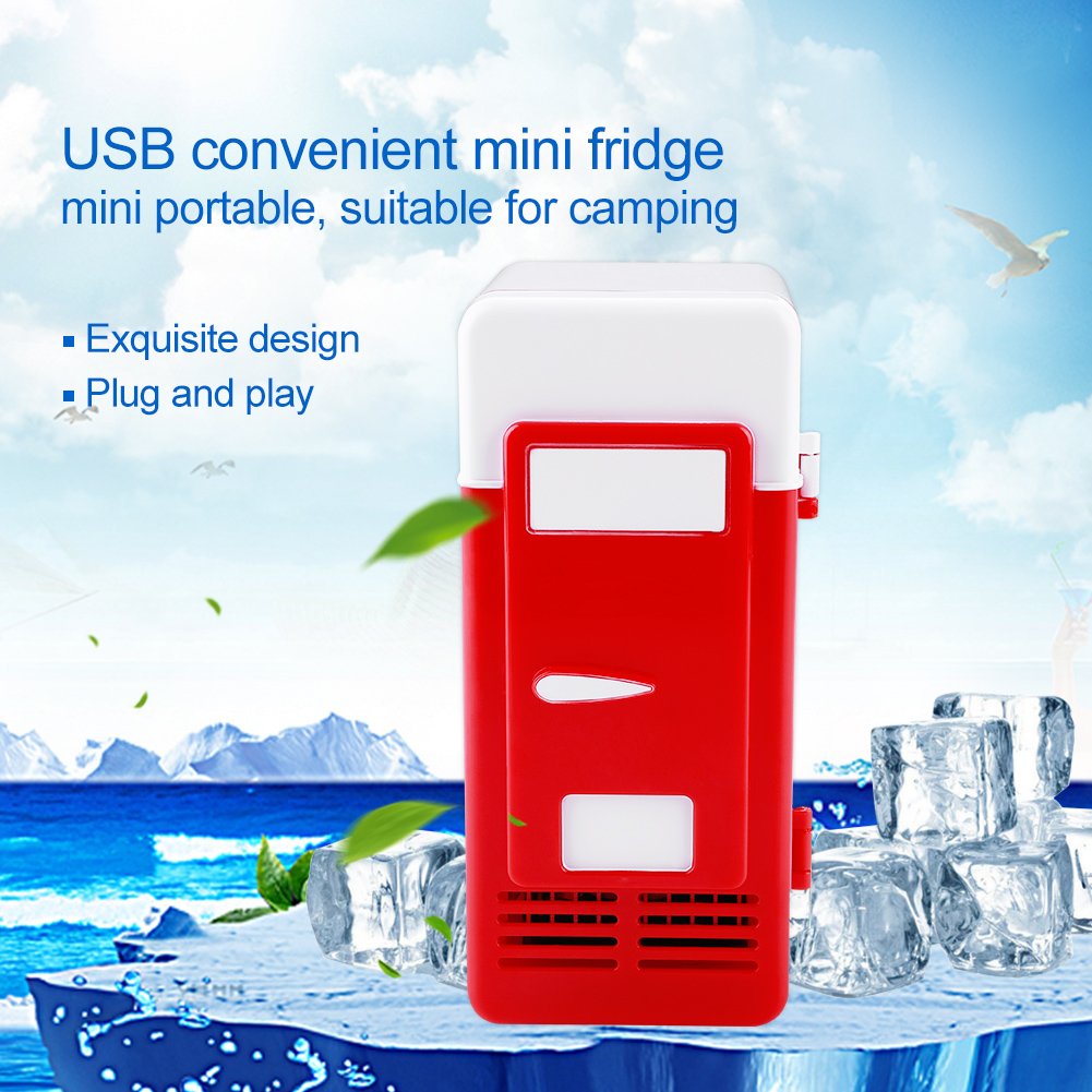 TOPINCN Mini USB Refrigerator Cooler Beverage Drink Cans Refrigerator and Heater for Office Desktop Hotel Home Car (Red)