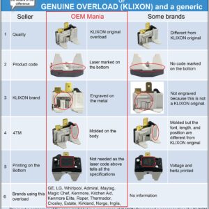 [4387913 Overload OEM Mania] 2023 New Production 7020935 Original KLIXON Produced for Whirlpool Refirgerator/Freezer Overload Relay Kit Replacement Part