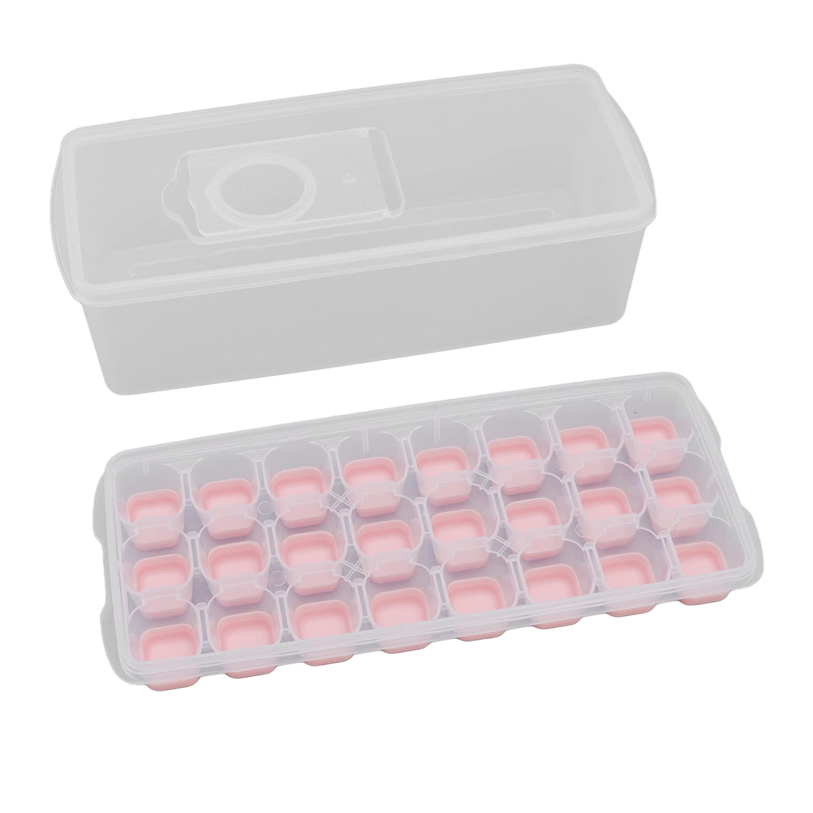 Ice Tray, Stackable Ice Maker Avoid with Lid for Chocolates for Restaurant for Popsicles(Pink)