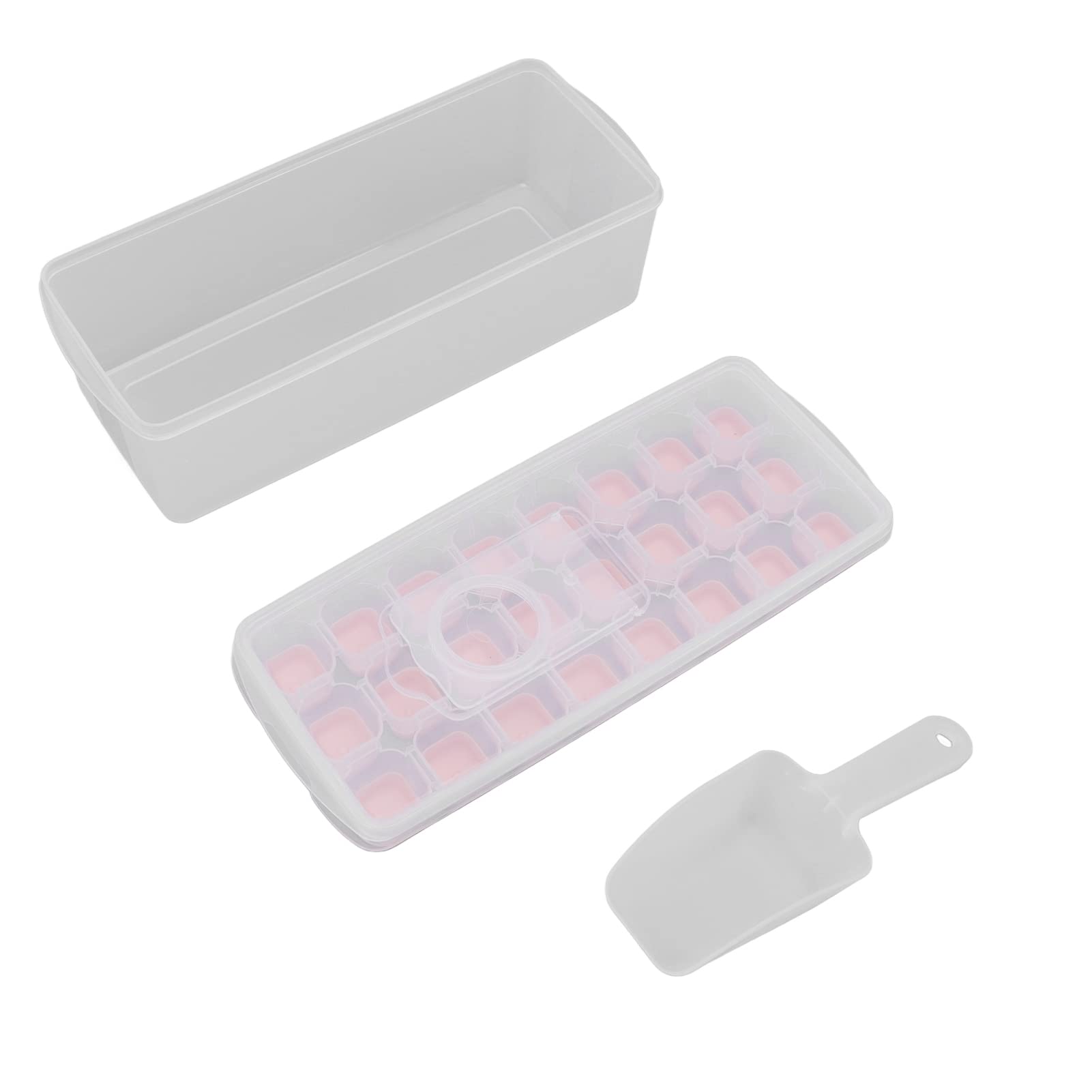 Ice Tray, Stackable Ice Maker Avoid with Lid for Chocolates for Restaurant for Popsicles(Pink)