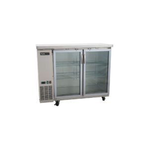 peakcold 2 glass door commercial back bar cooler; stainless steel under counter refrigerator; 48" w