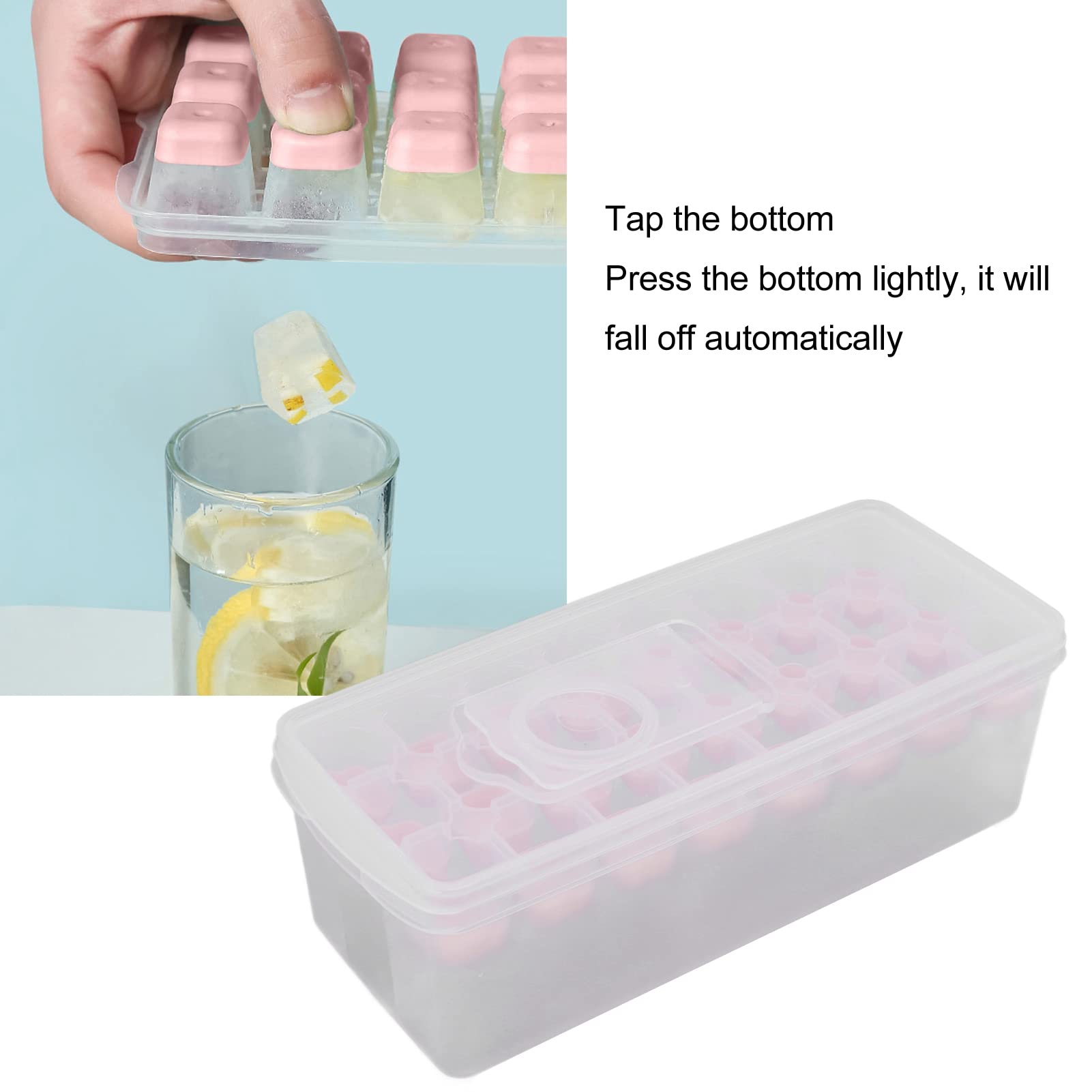 Ice Tray, Stackable Ice Maker Avoid with Lid for Chocolates for Restaurant for Popsicles(Pink)