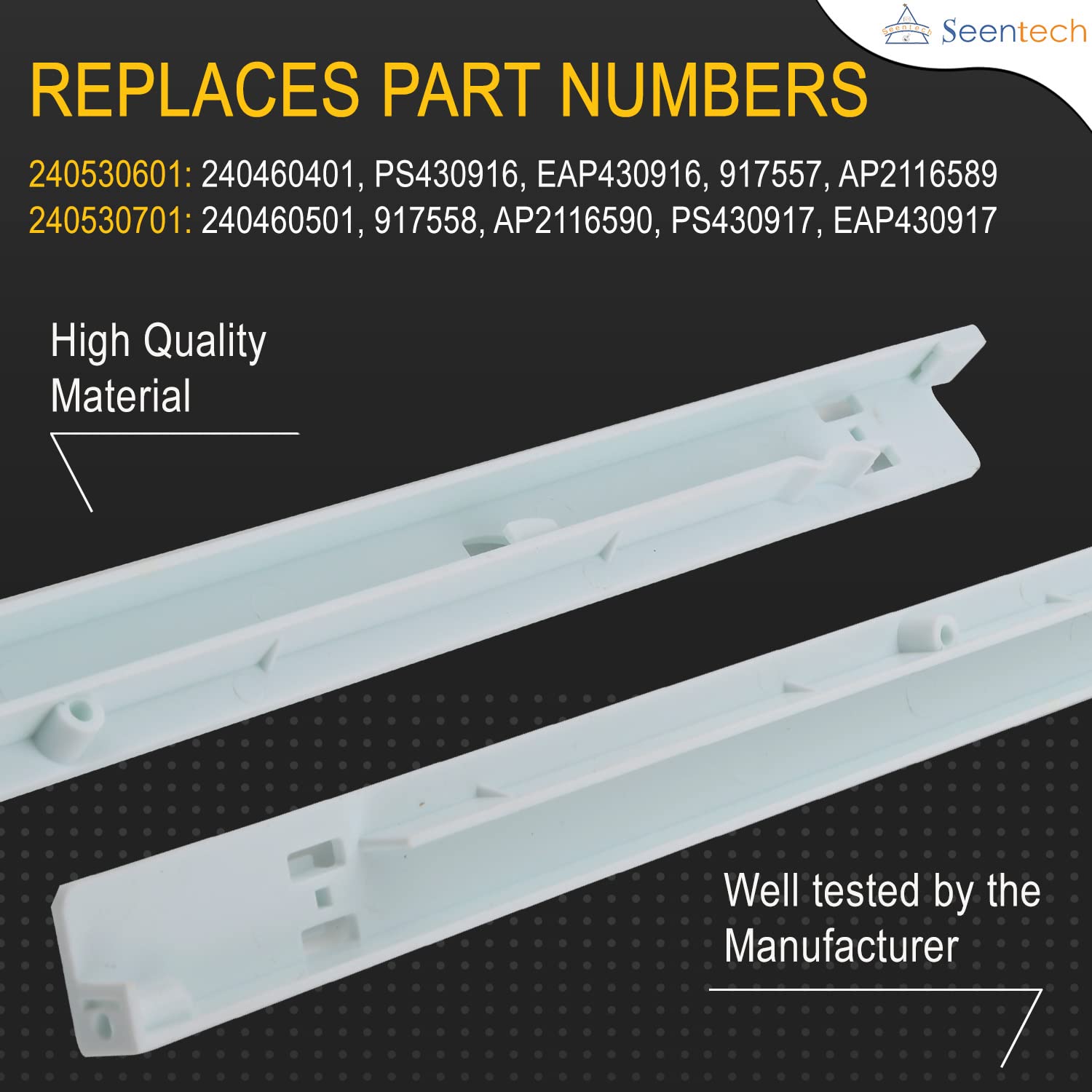 Seentech UPGRADED 240530601 & 240530701 Refrigerator Pan Hangers (Left & Right) - Compatible Frigi-daire Refrigerator - Replaces: 917558,AH430917,EA430917,PS430917,AP2116590,240460501