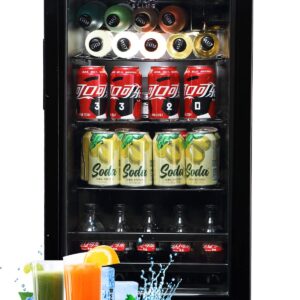 KRIB BLING Beverage Refrigerator and Cooler, 120 Cans Mini Refrigerator for Soda, Water, Beer, Wine, Small Drink Dispenser Machine for Home, Dorm, Office with Adjustable Wire Shelving