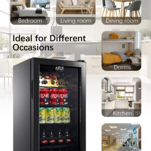 KRIB BLING Beverage Refrigerator and Cooler, 120 Cans Mini Refrigerator for Soda, Water, Beer, Wine, Small Drink Dispenser Machine for Home, Dorm, Office with Adjustable Wire Shelving