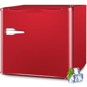 lhriver mini freezer compact upright freezer, 1.2cu.ft small freezer with handle, removable shelves, adjustable thermostat low noise mini freezers for bedroom, apartment, home, office, red