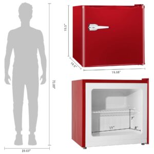 LHRIVER Mini Freezer Compact Upright Freezer, 1.2Cu.ft Small Freezer with Handle, Removable Shelves, Adjustable Thermostat Low Noise Mini Freezers for Bedroom, Apartment, Home, Office, Red