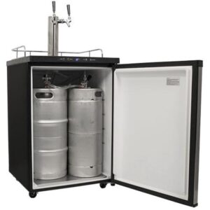 EdgeStar KC3000SSTWIN Full Size Dual Tap Kegerator with Digital Display - Black and Stainless Steel
