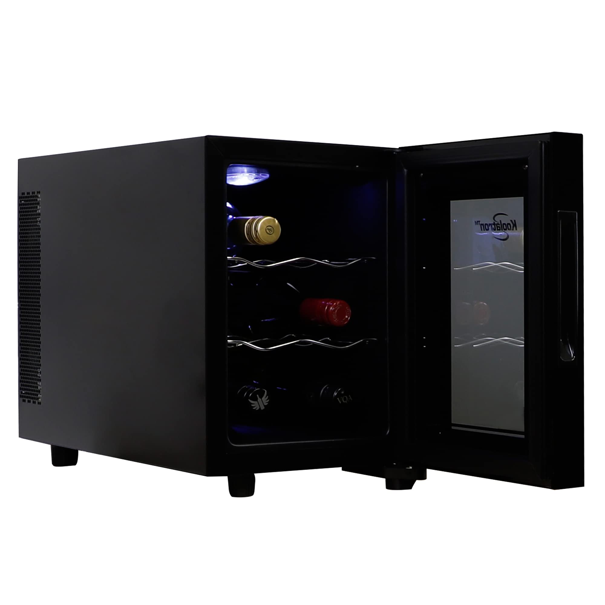 Koolatron 6 Bottle Wine Cooler, Black, Thermoelectric Wine Fridge, 0.65 cu. ft. (16L), Freestanding Wine Cellar, Red, White and Sparkling Wine Storage for Small Kitchen, Apartment, Condo, RV